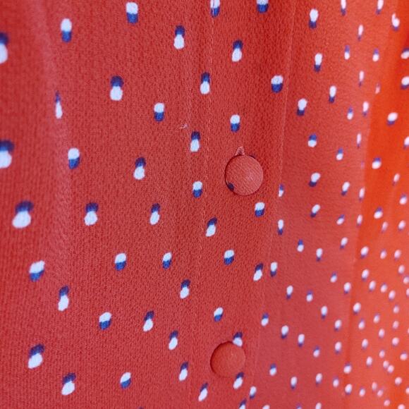Forever 21 Button Front Flutter Sleeve Dress Size Small Button Down Polka Dot - Picture 3 of 9
